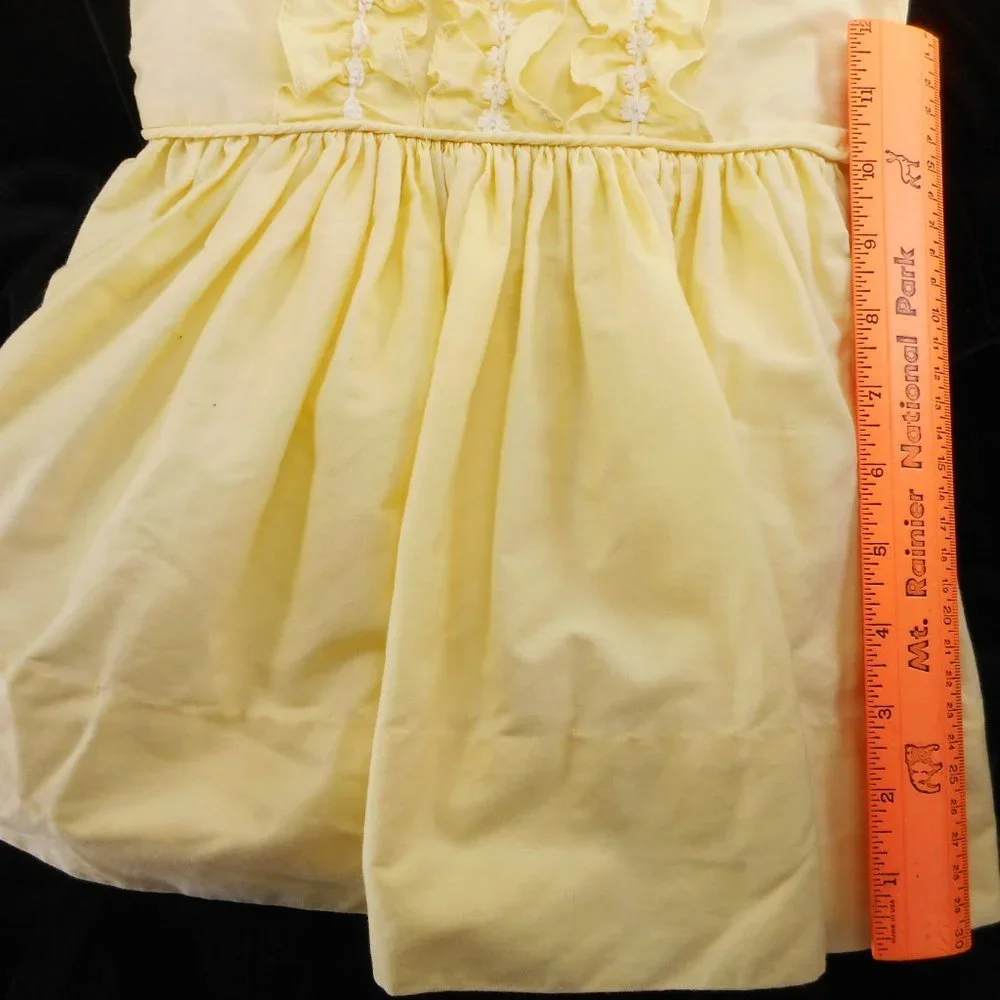 Vintage Toddler Girl Dress 2T - 3T Yellow Ruffled Sleeveless